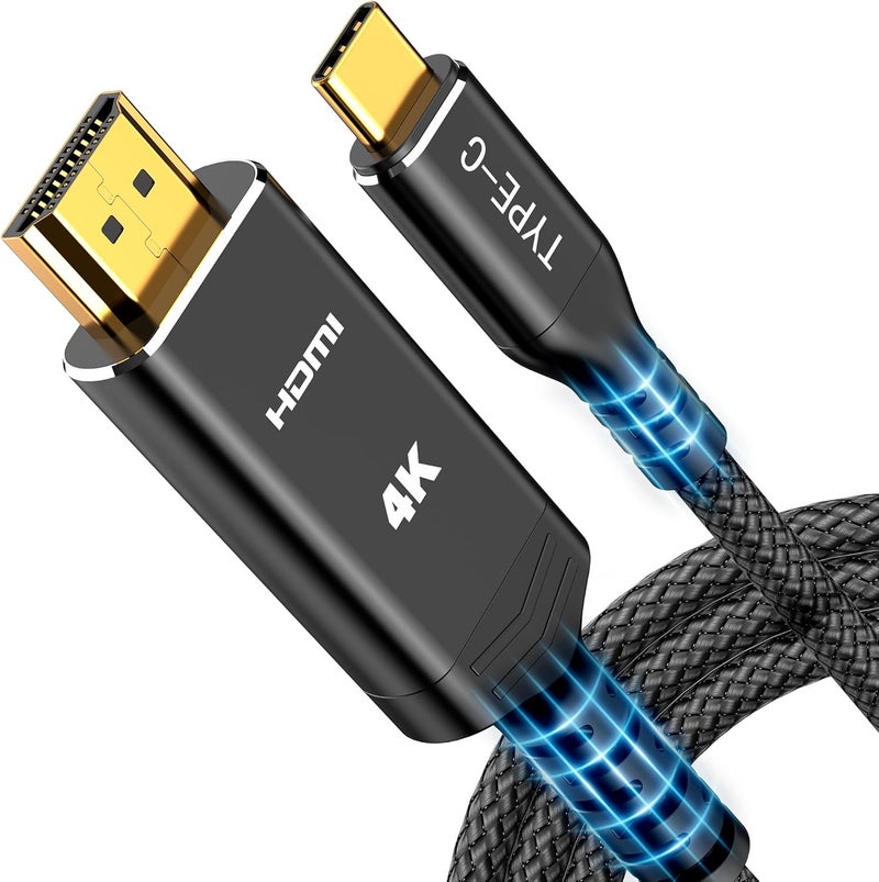 Highwings USB C to HDMI Cable @60Hz, USB-C (4K HDMI) 3 feet Black, [Thunderbolt 3/4 Compatible] Type-C to HDMI Cord for iPhone 16/15 Series, MacBook Pro/Air, iPad, Surface, Galaxy, XPS, and More - Image 1
